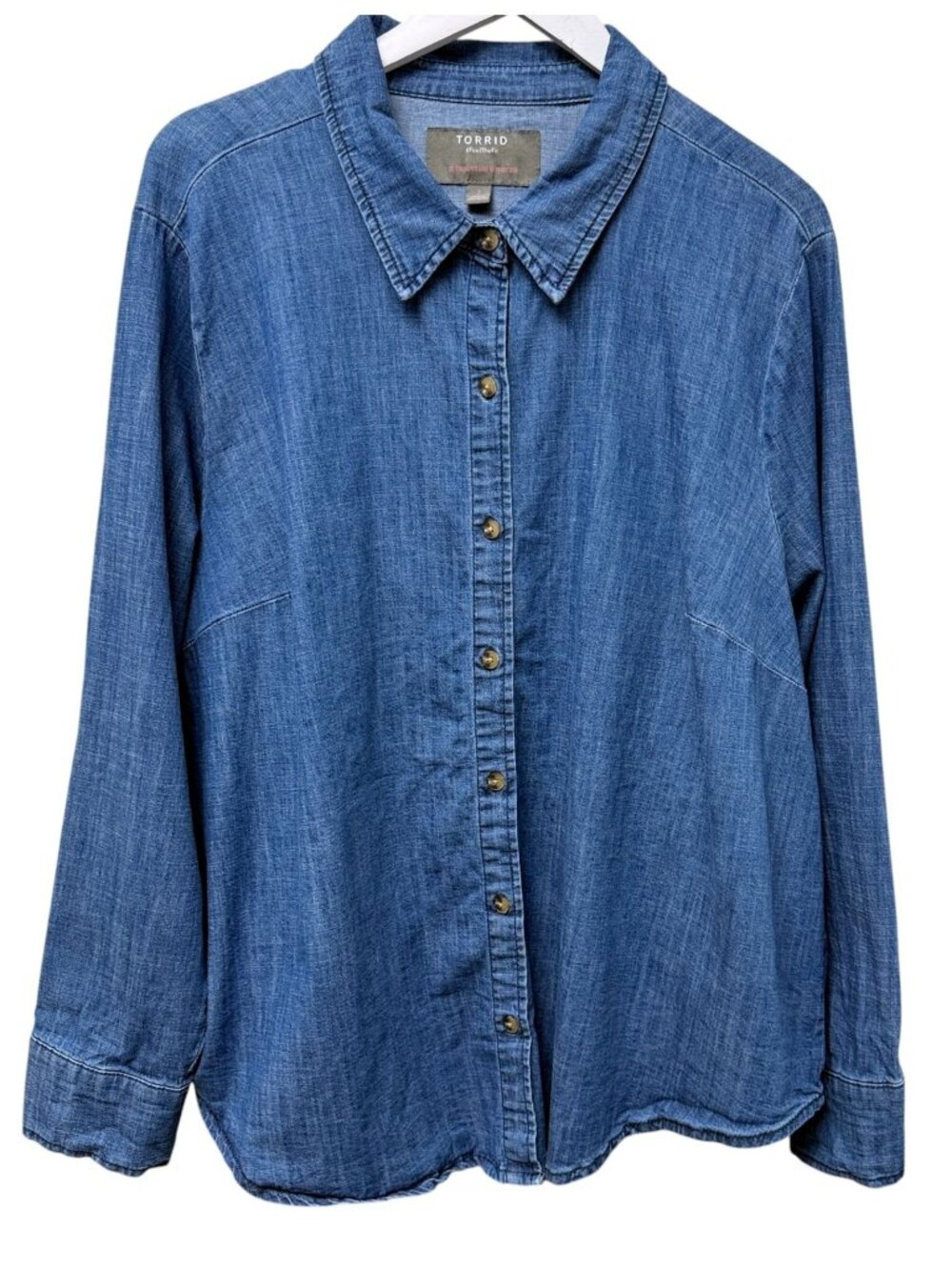 Torrid Denim Shirt Womens Plus Size 2X Blue Button Up Western Casual